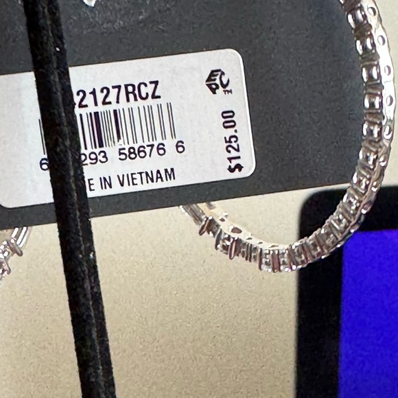 Cubic Zirconia Medium Inside Out Hoop Earrings - Picture 3 of 4